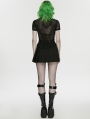 Black Gothic Punk Personality Mesh Spliced Short Sleeve Shirt for Women