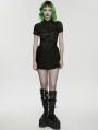 Black Gothic Cyberpunk Zip Front Pleated Short Skirt