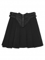 Black Gothic Cyberpunk Zip Front Pleated Short Skirt