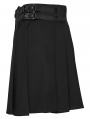 Black Gothic Cyberpunk Zip Front Pleated Short Skirt