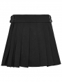 Black Gothic Cyberpunk Zip Front Pleated Short Skirt