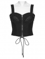 Black Gothic Cyberpunk Mechanical Corset Top for Women