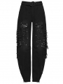 Black Gothic Punk Decadent Denim Pants for Women