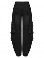 Black Gothic Punk Decadent Denim Pants for Women