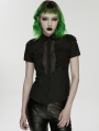 Black Sexy Gothic Punk Handsome Short Sleeve Shirt for Women