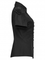 Black Sexy Gothic Punk Handsome Short Sleeve Shirt for Women
