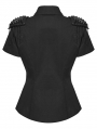 Black Sexy Gothic Punk Handsome Short Sleeve Shirt for Women