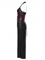 Black and Red Gothic Cyberpunk Zipper Split Halter Long Dress