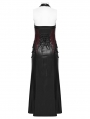 Black and Red Gothic Cyberpunk Zipper Split Halter Long Dress
