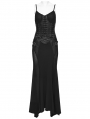 Black Gothic Punk Mesh Slip Fishtail Maxi Dress