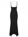 Black Gothic Punk Mesh Slip Fishtail Maxi Dress