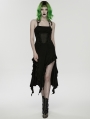 Black Sexy Gothic Punk Halter Irregular Ruffled Dress