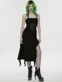 Black Sexy Gothic Punk Halter Irregular Ruffled Dress
