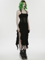 Black Sexy Gothic Punk Halter Irregular Ruffled Dress