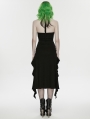 Black Sexy Gothic Punk Halter Irregular Ruffled Dress