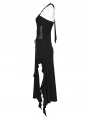 Black Sexy Gothic Punk Halter Irregular Ruffled Dress