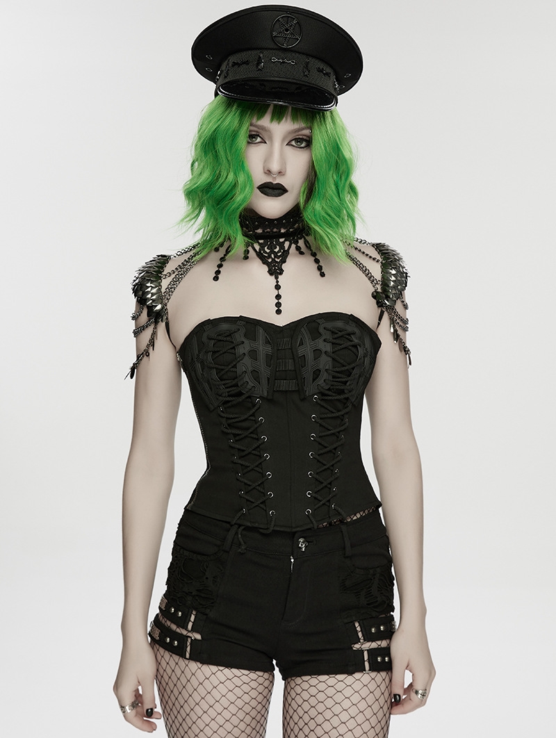 Silver Punk Gothic Lace Tassel Leaf Necklace