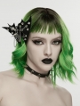 Black and Silver Spiked Punk Gothic Bat Bow Hairpin