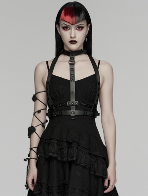 Black Cyberpunk Gothic Skeleton Chain Harness