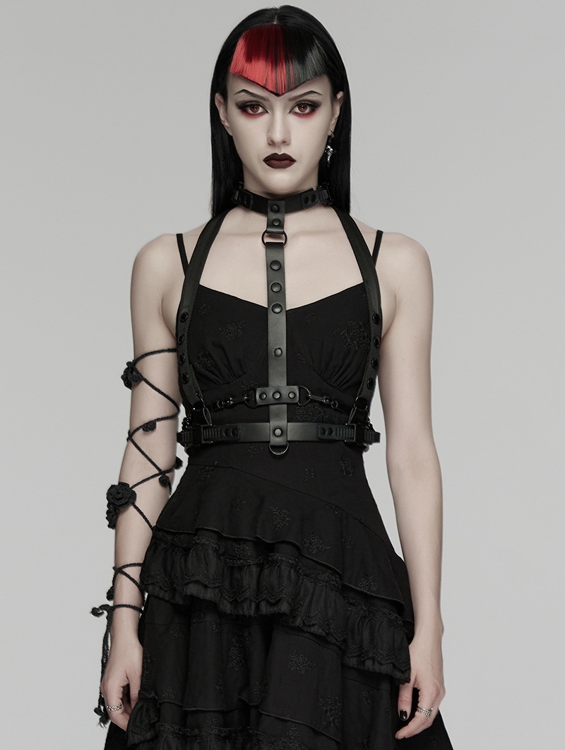 Black Cyberpunk Gothic Skeleton Chain Harness