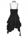 Black Gothic Embroidered Irregular Pleated Slip Dress