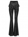 Black Gothic Ruffle Trim Flared Pants for Women