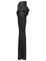 Black Gothic Ruffle Trim Flared Pants for Women