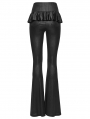 Black Gothic Ruffle Trim Flared Pants for Women