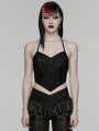 Black Gothic Lace Mesh Halter Camisole Top for Women
