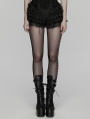 Black Gothic Ruffle Lace Layered Shorts for Women
