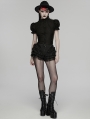 Black Gothic Ruffle Lace Layered Shorts for Women