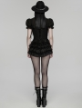 Black Gothic Ruffle Lace Layered Shorts for Women