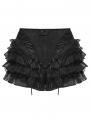 Black Gothic Ruffle Lace Layered Shorts for Women