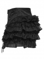 Black Gothic Ruffle Lace Layered Shorts for Women