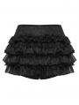 Black Gothic Ruffle Lace Layered Shorts for Women