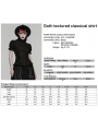 Black Gothic Textured Classical Ruffle Short Sleeve Shirt for Women
