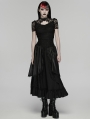 Black Gothic Lace Short Puff Sleeve Shirt for Women