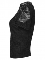 Black Gothic Lace Short Puff Sleeve Shirt for Women