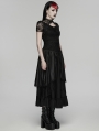 Black Retro Gothic Layered Lace Ruffle Long Skirt