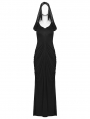 Black Elegant Gothic Nun Hooded Cape Fishtail Long Dress