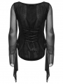 Black Gothic Embroidery Mesh Velvet Shirt for Women