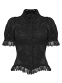 Black Retro Gothic Short Sleeve Lace Shirt for Women