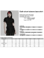 Black Retro Gothic Short Sleeve Lace Shirt for Women