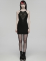 Black Gothic Perspective Sexy Knit Short Slip Dress