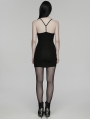 Black Gothic Perspective Sexy Knit Short Slip Dress