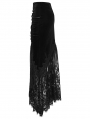 Black Gothic Velvet Lace Ruched Fishtail Skirt