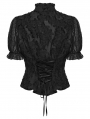 Black Gothic Decadent Sexy Short Puff Sleeve Shirt for Women