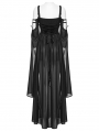 Black Sexy Gothic Off Shoulder Deep V-Neck Long Dress