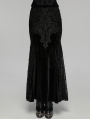 Black Gothic Sequin Embroidered Lace Velvet Fishtail Skirt