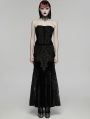 Black Gothic Sequin Embroidered Lace Velvet Fishtail Skirt